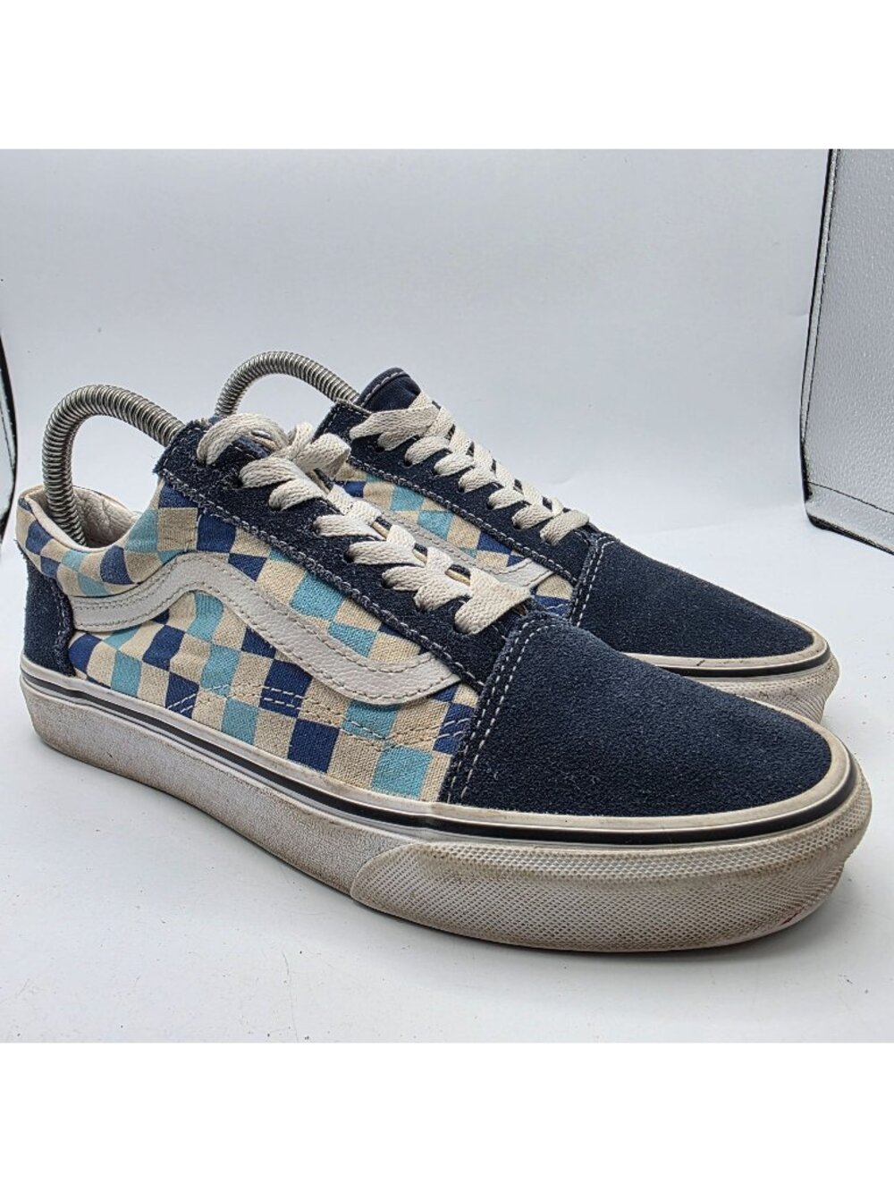 Vans Old Skool Blue Topaz Checkerboard Womens Size 8 Blue White Sneaker Shoes